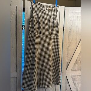 LOFT Black and White Houndstooth Midi Dress - Size 0
